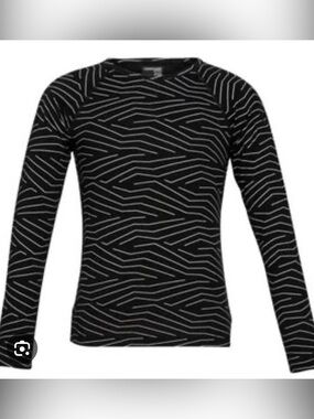 Icebreaker Black Long-Sleeve Tee with White Geometric Lines
